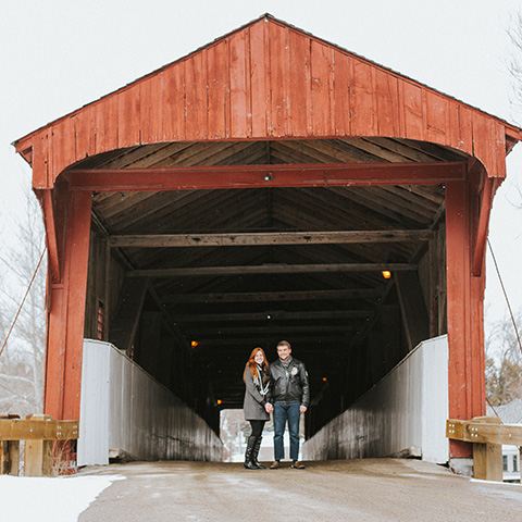 Paul & Alison Engaged! Kissing Bridge Winter Engagement Session West Montrose